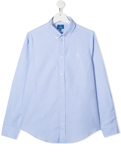 Shop Fay Teen Button-down Shirt In Blue