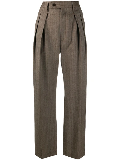 Shop Barena Venezia High-waisted Tailored Trousers In Brown