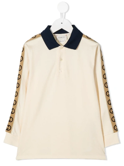 Shop Gucci Gg-trim Polo Shirt In Neutrals