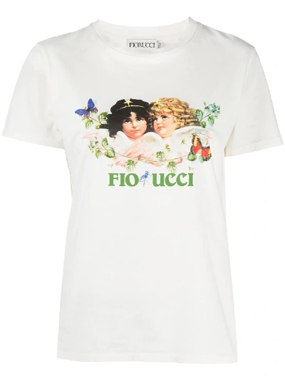Shop Fiorucci Woodland Angels Print T-shirt In White