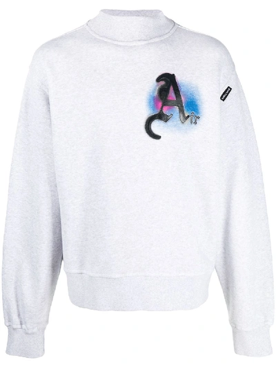 Shop Palm Angels 'air'-patch Mock-neck Sweatshirt In Grey