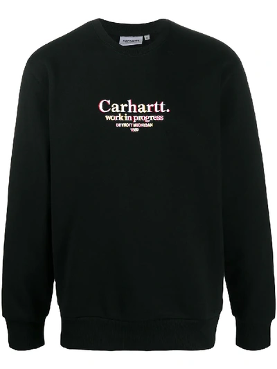 Shop Carhartt Commission Embroidered Sweatshirt In Black