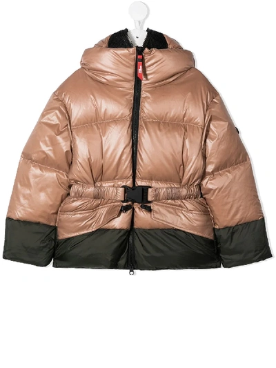 Shop Ai Riders On The Storm Young Belted Padded Down Jacket In Brown