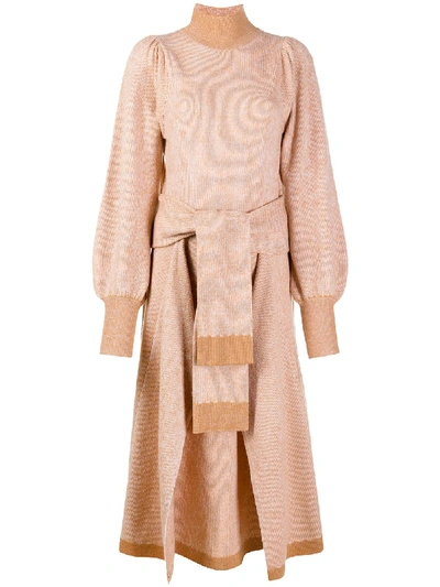 Shop Ulla Johnson Tie-waist Knit Dress In Brown