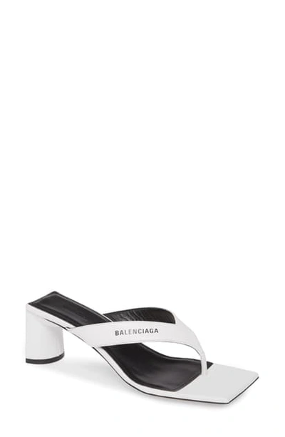 Shop Balenciaga Double Square Logo Sandal In Silver/ Black