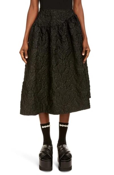 Shop Simone Rocha Floral Cloque Asymmetrical Skirt In Black