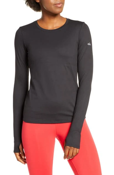 Shop Alo Yoga Finesse Long Sleeve Top In Ox Blood Heather