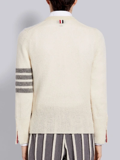 Shop Thom Browne White Shetland Wool Jersey 4-bar Classic Crew Neck Pullover