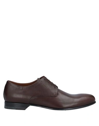 Shop A.testoni Lace-up Shoes In Dark Brown