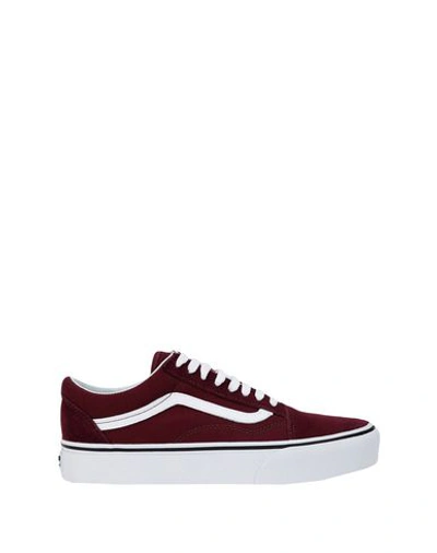 Shop Vans Man Sneakers Burgundy Size 8.5 Soft Leather, Textile Fibers In Red