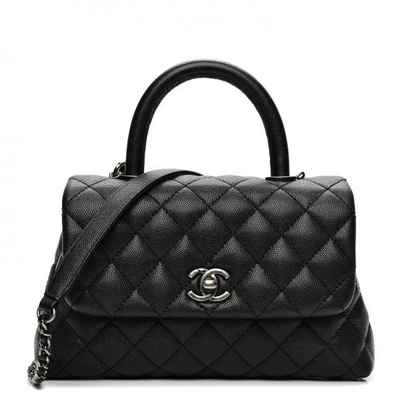 CHANEL Caviar Quilted Mini Coco Handle Flap Light Beige 139037