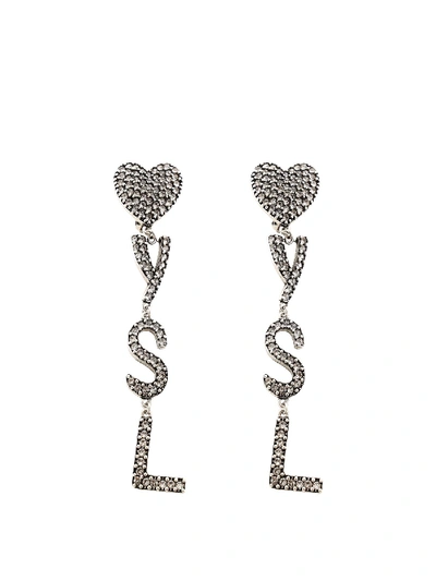 Shop Saint Laurent Earrings In Silver