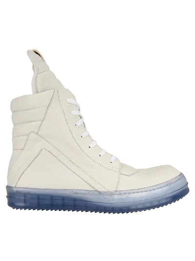 Shop Rick Owens High Top Geobasket Sneaker In White + Sky Blue