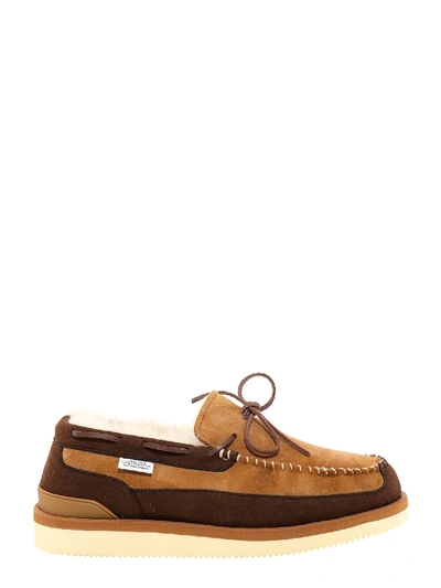 Shop Suicoke Panelled Loafers In Brown