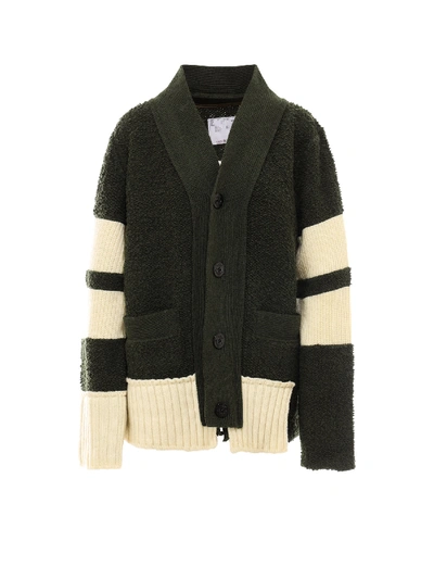 Shop Sacai Cardigan In Green