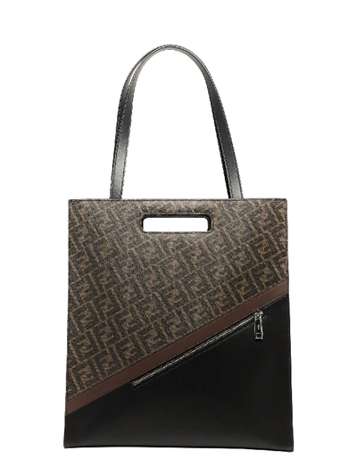 Shop Fendi Monogram-print Tote Bag In Brown