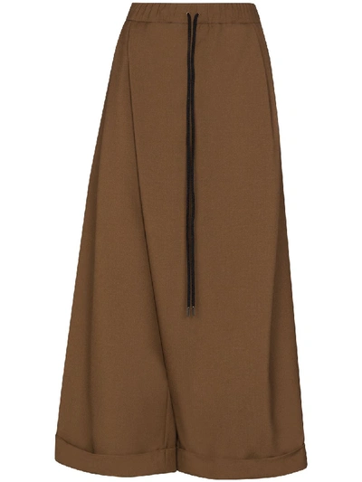 Shop Marni Sarong Wide-leg Trousers In Brown