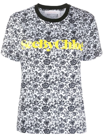 Shop See By Chloé Floral Print T-shirt In White
