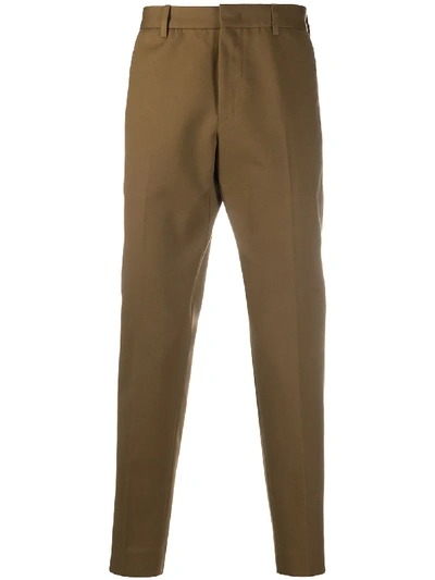 Shop Pt01 Straight-leg Virgin Wool Trousers In Brown