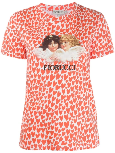 Shop Fiorucci Angels Heart Print T-shirt In White