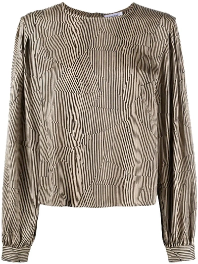 Shop Anine Bing Panelled Striped Blouse In Neutrals