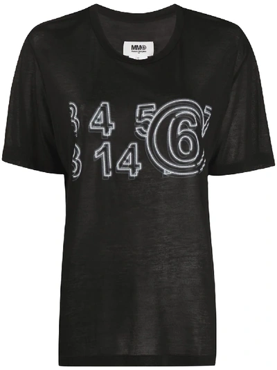 Shop Mm6 Maison Margiela Logo-print T-shirt In Black