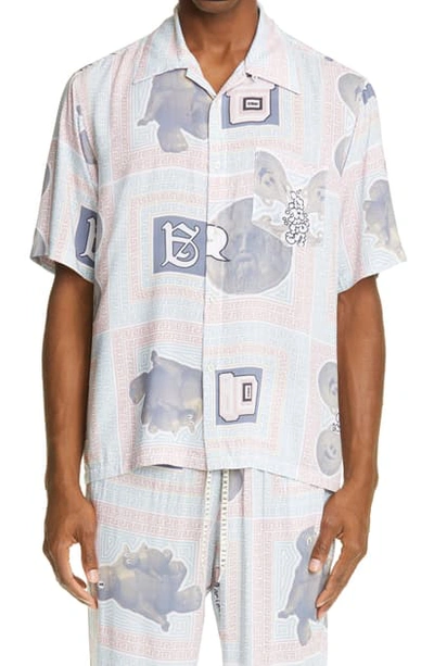 Shop Aries Scarf Print Logo Shirt In Blue