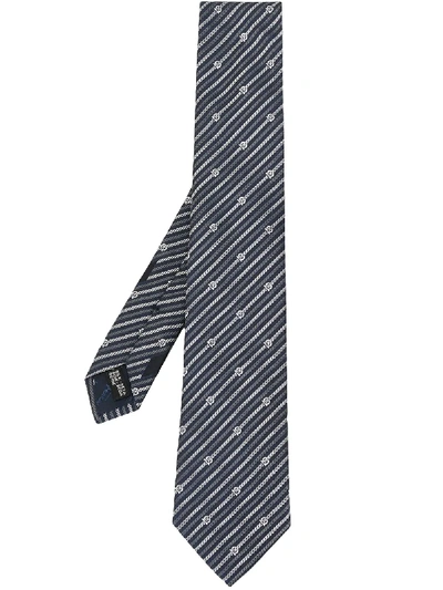 Shop Ferragamo Gancini Chain Print Tie In Blue