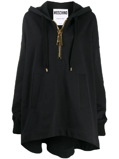 Shop Moschino Loose-fit Cotton Hoodie In Black