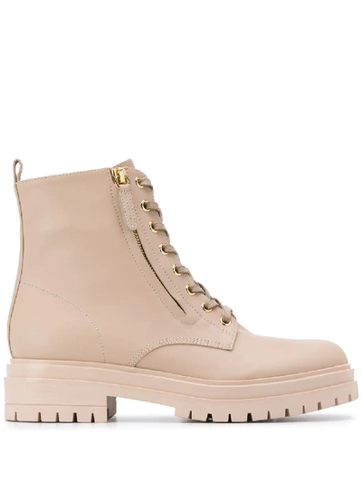 Shop Gianvito Rossi Lace-up Combat Boots In Neutrals