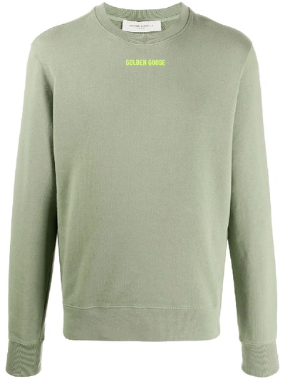 Shop Golden Goose Slogan Print Sweatshirt In Green