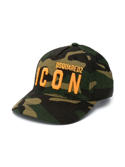 Shop Dsquared2 Camouflage Icon Cap In Green