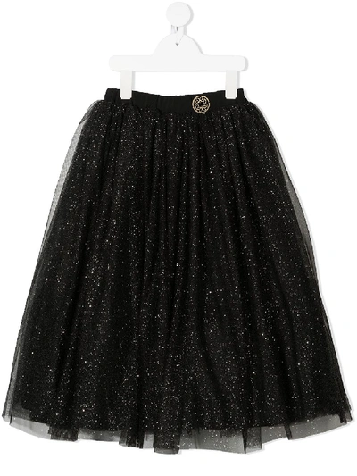 Shop Elie Saab Glitter-embellished Tulle Skirt In Black