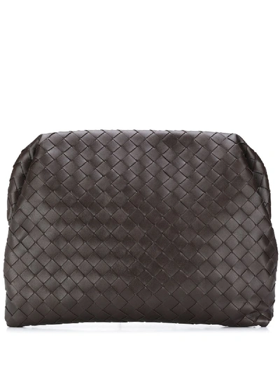 Shop Bottega Veneta Intrecciato Weave Clutch In Brown