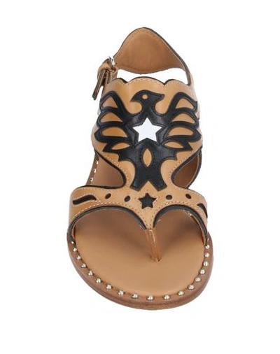 Shop Ash Woman Thong Sandal Tan Size 6 Soft Leather In Brown