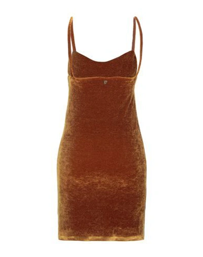 Shop Dondup Woman Mini Dress Brown Size M Viscose, Polyamide, Elastane