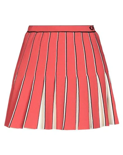 Shop Off-white Woman Mini Skirt Coral Size 4 Viscose, Polyester In Red