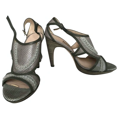 Pre-owned Ferragamo Leather Sandals In Grey