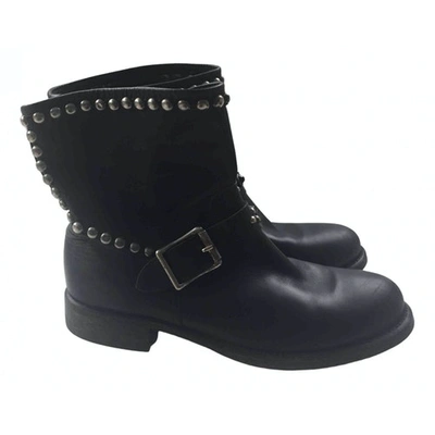 Pre-owned Htc Black Leather Ankle Boots