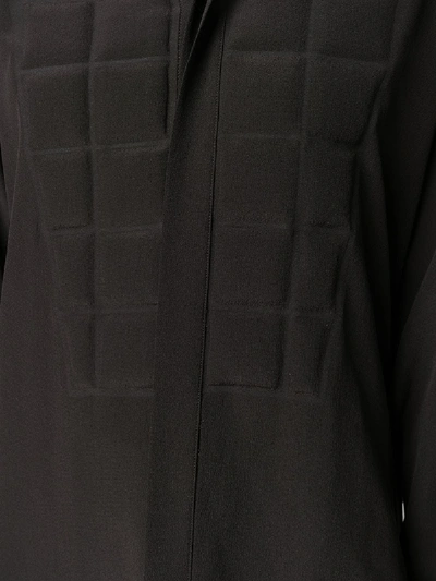 Shop Bottega Veneta Silk Padded-detail Long-line Shirt In Black