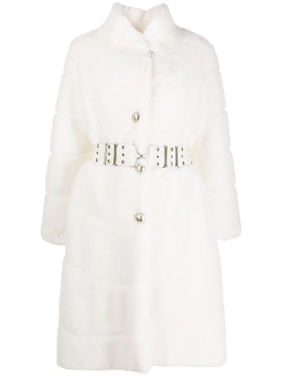 Shop Ermanno Scervino Faux-fur Coat In White