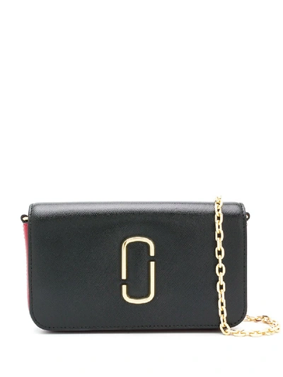 Shop Marc Jacobs Snapshot Leather Chained Wallet In Black