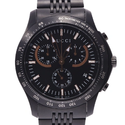 Pre-owned Gucci G-timeless Chrono 126.2 Quartz Men's Wristwatch 44 Mm In Black