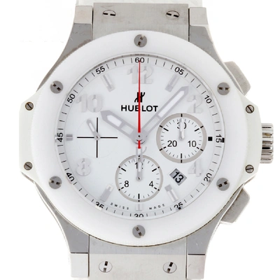 Pre-owned Hublot White Ceramic Big Bang St. Moritz 301.se.230.rw Men's Wristwatch 44 Mm