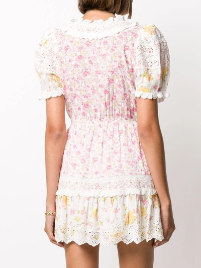 Shop Loveshackfancy Belen Floral-print Wrap Mini Dress In Pink