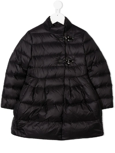 Shop Fay Quilted A-line Coat In Black