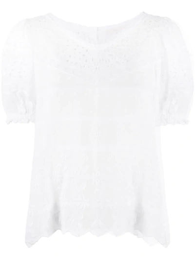 Shop Loveshackfancy Concord Short-sleeved Blouse In White