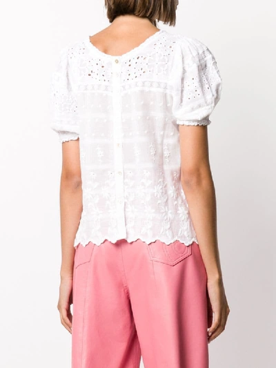 Shop Loveshackfancy Concord Short-sleeved Blouse In White