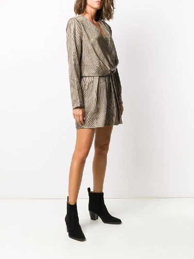 Shop Anine Bing Striped Wrap-style Dress In Neutrals