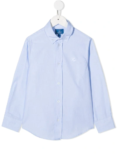 Shop Fay Long Sleeve Button-down Shirt In Blue